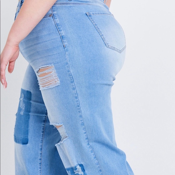 Arula A Beautiful Soul high waist Incrediflex patchwork wide leg boyfriend jean - Picture 3 of 15
